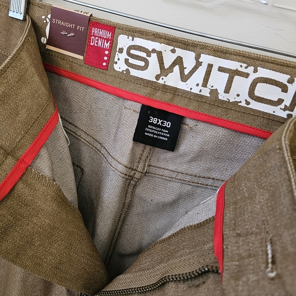 Men's Straight Fit Denim Pants - Khaki - Picture 4 of 10